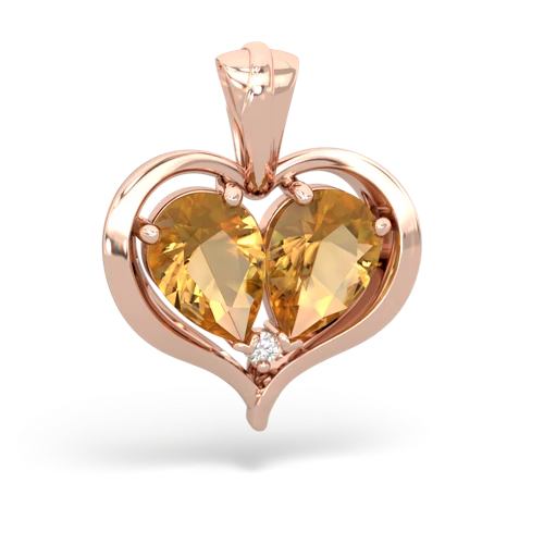 citrine-citrine half heart whole pendant