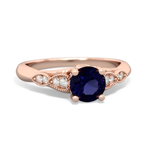 sapphire filigree milgrain ring