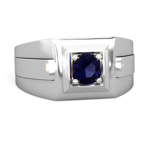 sapphire mens round ring